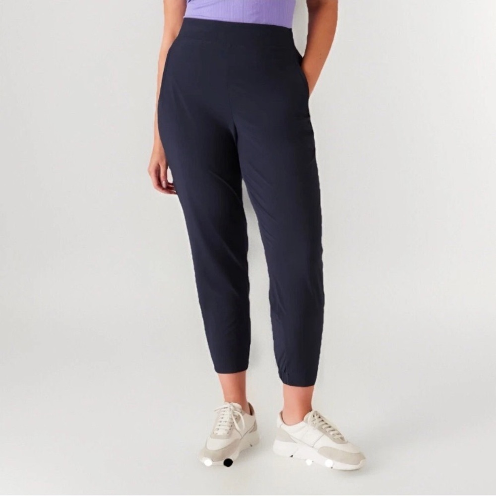 Athleta Brooklyn Heights High Rise Jogger 16 Pants Travel Work Comfort Blue